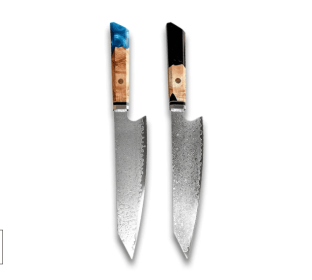 Chef's Knife For Japanese Cuisine In Damascus (Option: Black blue-34.7cm)