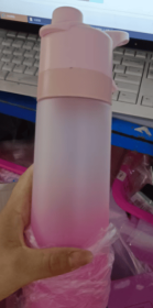 Spray Water Bottle For Girls Outdoor Sport Fitness Water Cup Large Capacity Spray Bottle Drinkware Travel Bottles Kitchen Gadgets (Color: PINK)